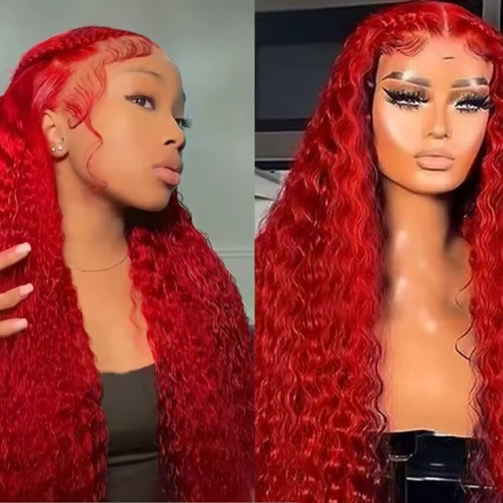 Vibrant Red Curly Hair Wig